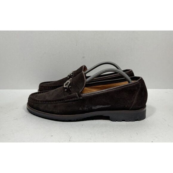 Salvatore Ferragamo Geneva Brown Shoes Gancini Silver Bit Loafers Mens Sz 9.5 EE - Picture 3 of 11